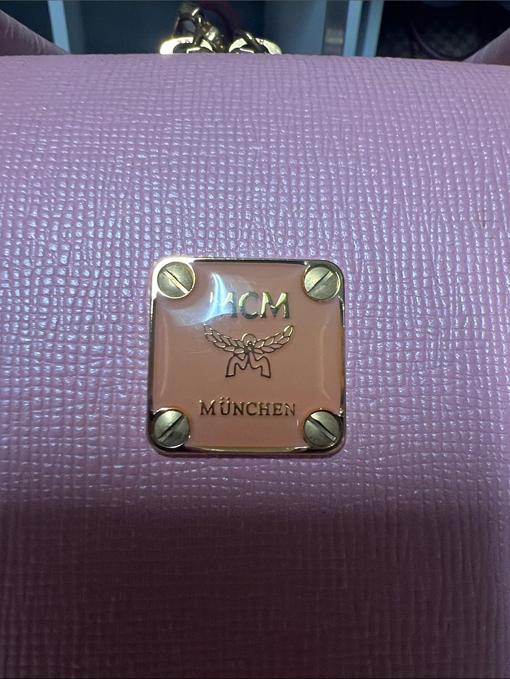 MCM Pink Leather Barrel Satchel with Gold Hardware - Picture 7 of 12